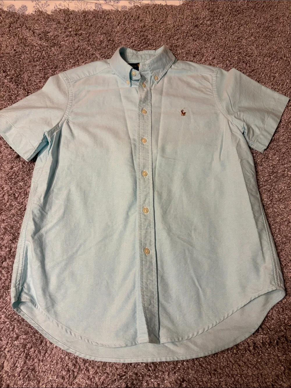 Ralph Lauren Pale Blue Short-Sleeve Button-Down Shirt